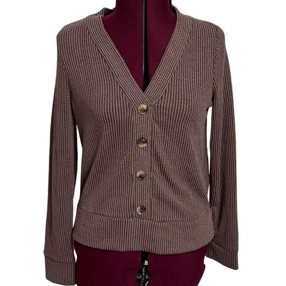 KAILEIGH Textured Knit Long Sleeve Faux Cardigan Sweater Top NWOT Small Petite - Picture 1 of 6